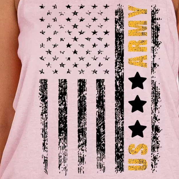 US Army Usa Grunge Flag Army Women's Knotted Racerback Tank