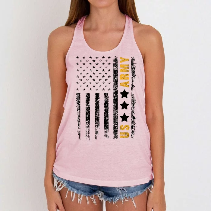 US Army Usa Grunge Flag Army Women's Knotted Racerback Tank