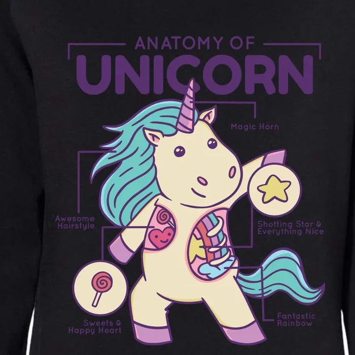 Unicorn Anatomy Womens California Wash Sweatshirt