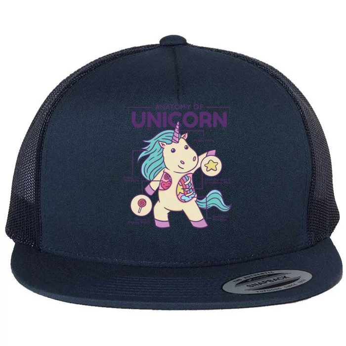 Unicorn Anatomy Flat Bill Trucker Hat