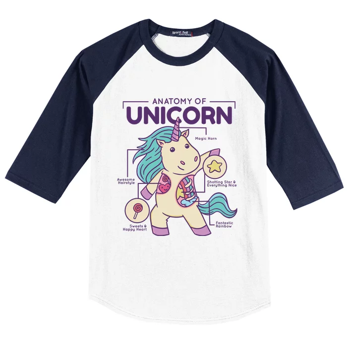 Unicorn Anatomy Baseball Sleeve Shirt