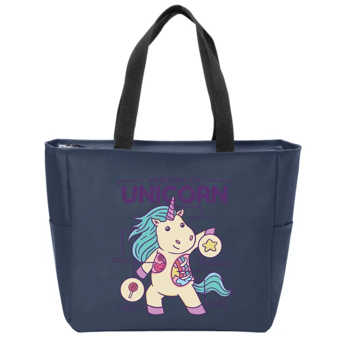 Unicorn Anatomy Zip Tote Bag