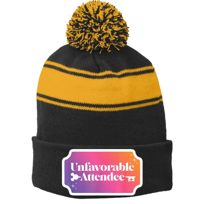 Unfavorable Attendance Stripe Pom Pom Beanie