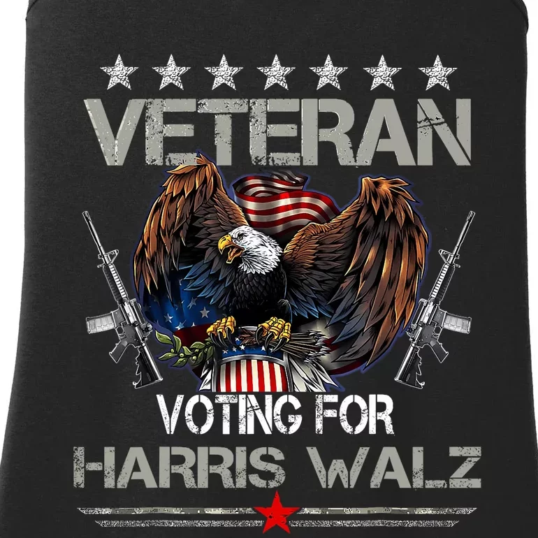 U.S. Army Veteran Voting For Harris Walz Waltz 2024 Ladies Essential Tank