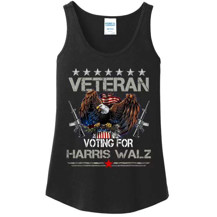 U.S. Army Veteran Voting For Harris Walz Waltz 2024 Ladies Essential Tank