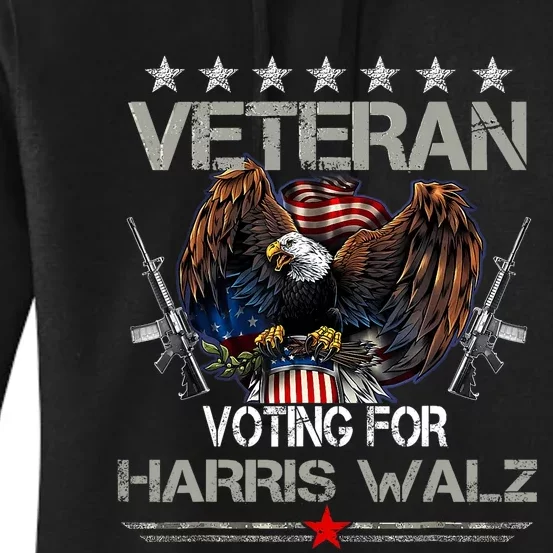 U.S. Army Veteran Voting For Harris Walz Waltz 2024 Women's Pullover Hoodie