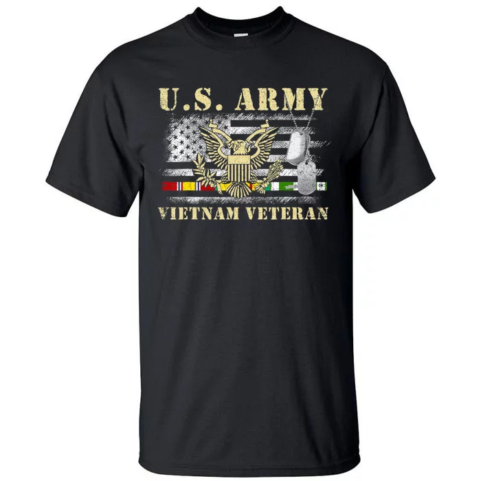 Us Army Vietnam Veteran Usa Flag Veteran Vietnam Army Tall T-Shirt