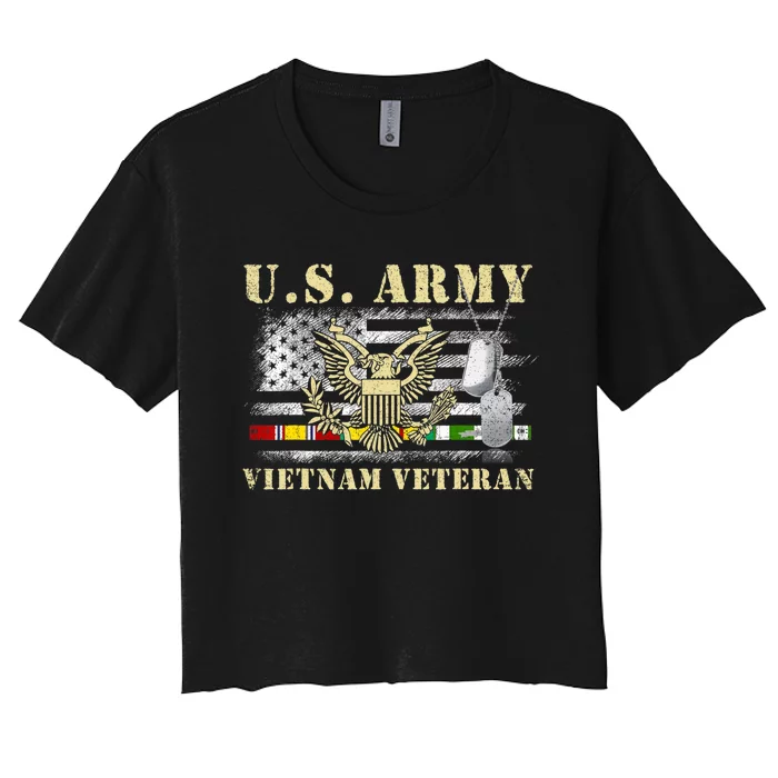 Us Army Vietnam Veteran Usa Flag Veteran Vietnam Army Women's Crop Top Tee