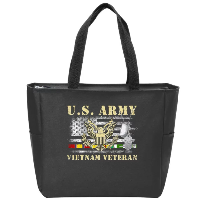 Us Army Vietnam Veteran Usa Flag Veteran Vietnam Army Zip Tote Bag