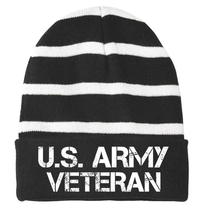 U.S. Army Veteran Army Veterans Gifts Striped Beanie with Solid Band