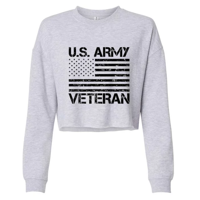 U.S. Army Veteran Flag Army Veterans Gifts Cropped Pullover Crew