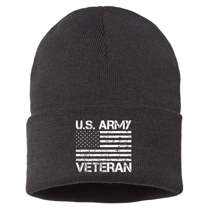 U.S. Army Veteran Flag Army Veterans Gifts Sustainable Knit Beanie