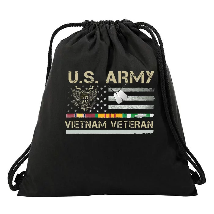 U.S A.R.M.Y Vietnam Veteran Usa Flag Drawstring Bag