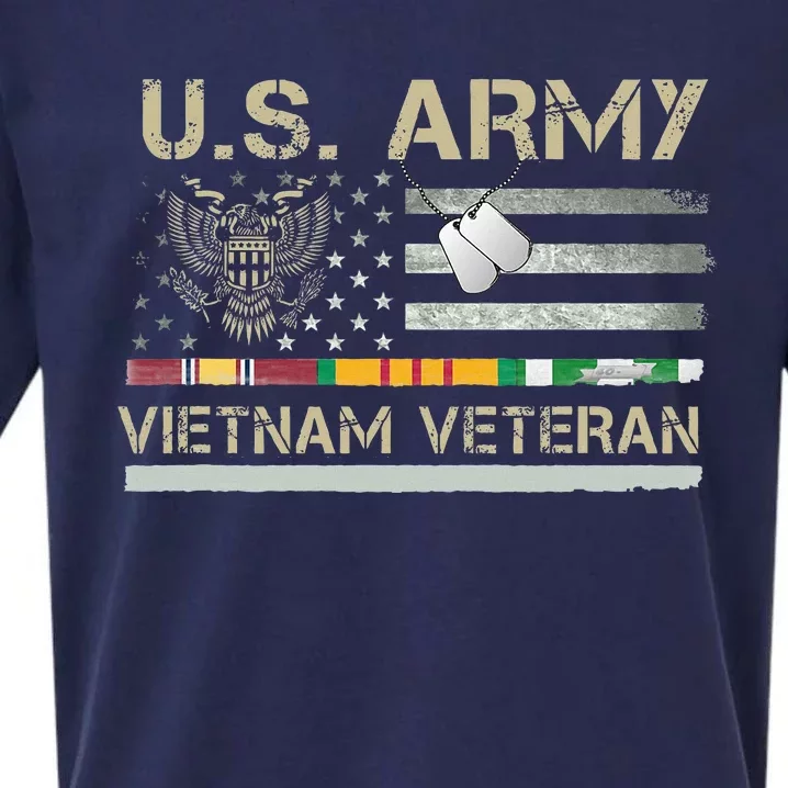 U.S A.R.M.Y Vietnam Veteran Usa Flag Sueded Cloud Jersey T-Shirt