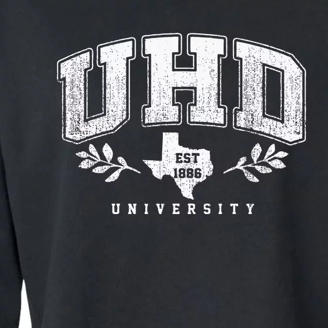 Uhd Arch Vintage College University Athletic Sports Cropped Pullover Crew