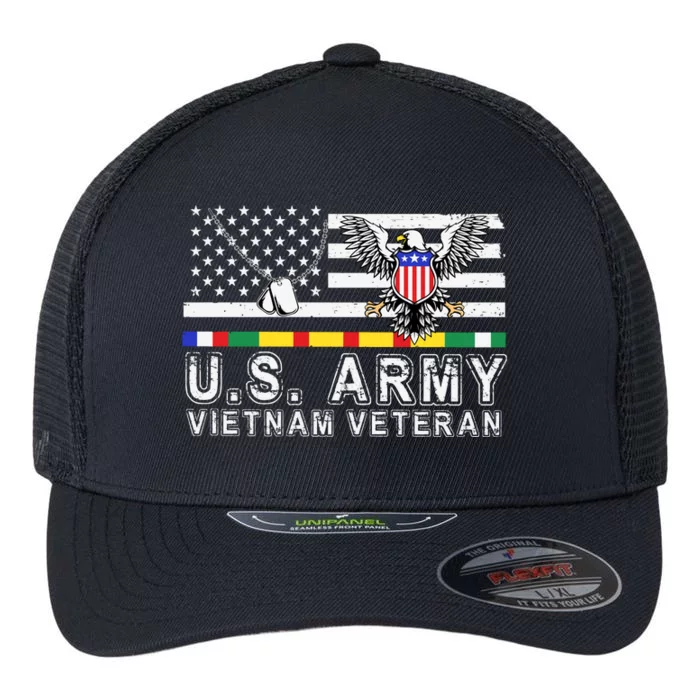 Us Army Vietnam Veteran Usa Flag Patriotic DD214 Flexfit Unipanel Trucker Cap