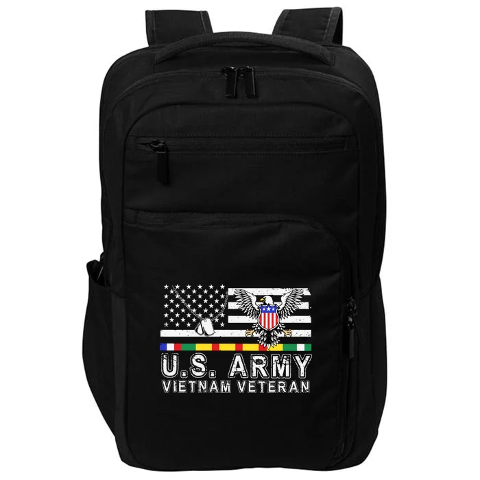 Us Army Vietnam Veteran Usa Flag Patriotic DD214 Impact Tech Backpack