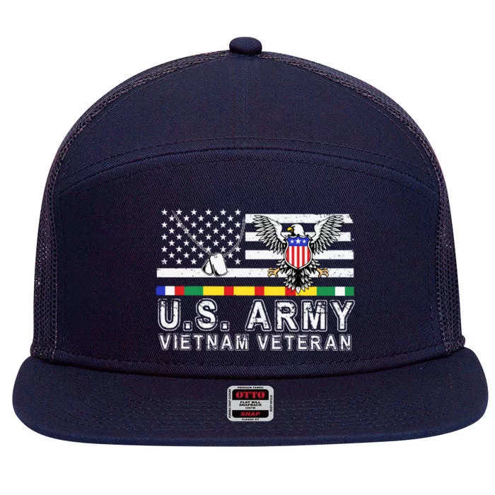 Us Army Vietnam Veteran Usa Flag Patriotic DD214 7 Panel Mesh Trucker Snapback Hat