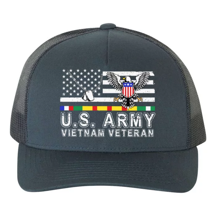 Us Army Vietnam Veteran Usa Flag Patriotic DD214 Yupoong Adult 5-Panel Trucker Hat