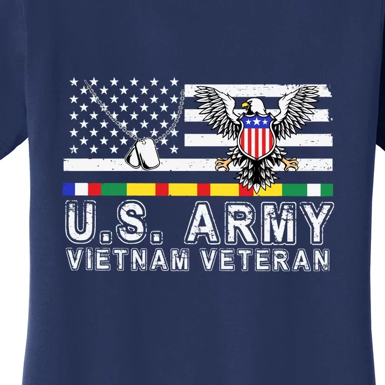 Us Army Vietnam Veteran Usa Flag Patriotic DD214 Women's T-Shirt