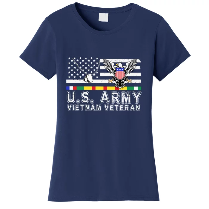 Us Army Vietnam Veteran Usa Flag Patriotic DD214 Women's T-Shirt