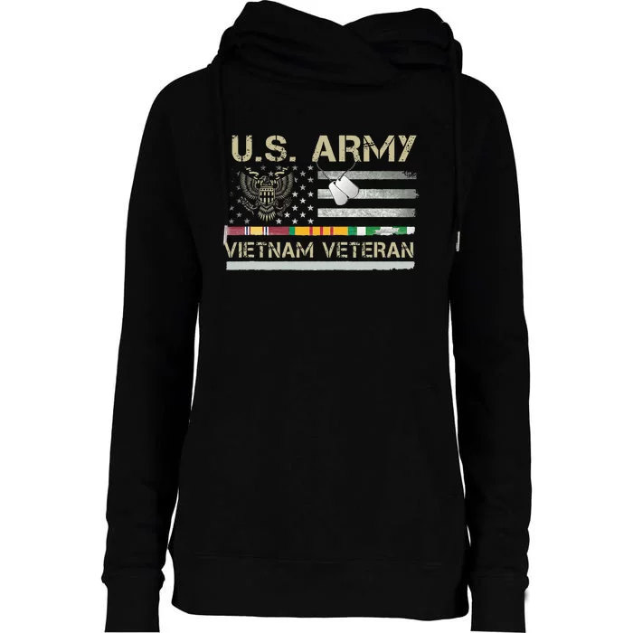 US Army Vietnam Veteran USA Flag Veteran Vietnam Army Womens Funnel Neck Pullover Hood