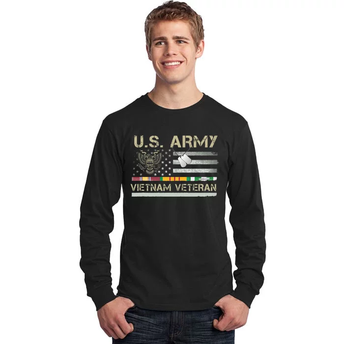 US Army Vietnam Veteran USA Flag Veteran Vietnam Army Tall Long Sleeve T-Shirt