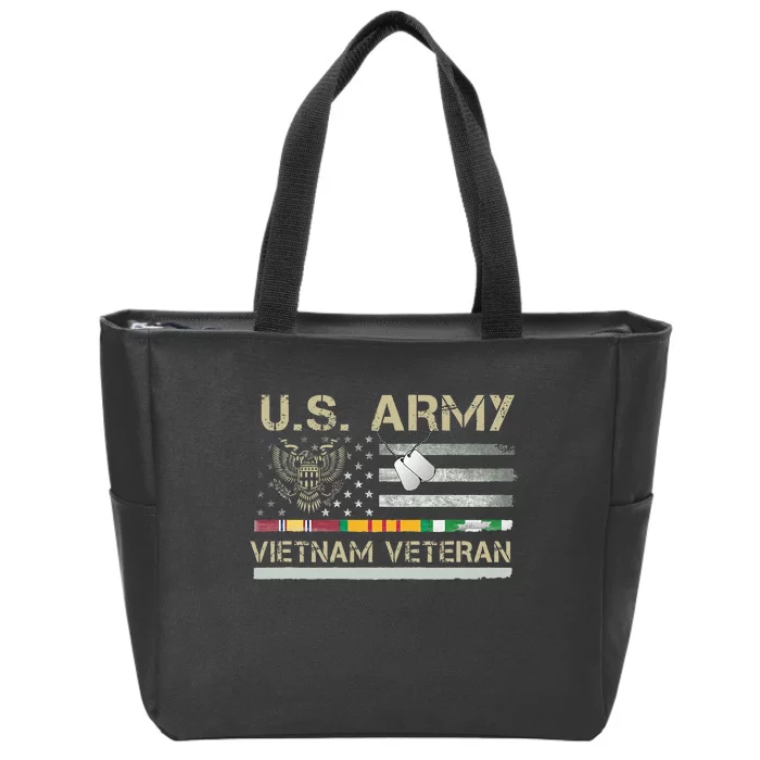 US Army Vietnam Veteran USA Flag Veteran Vietnam Army Zip Tote Bag