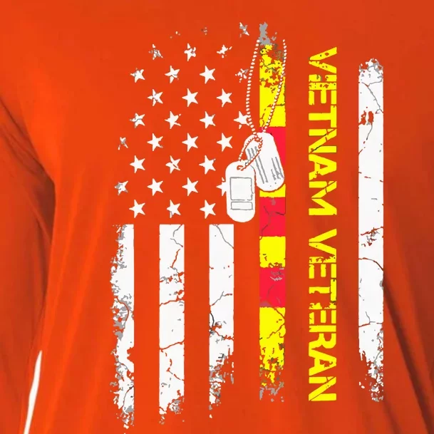 US Army Vietnam Veteran USA Flag Shirt, Veteran Vietnam Army Cooling Performance Long Sleeve Crew