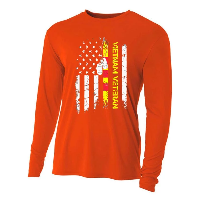 US Army Vietnam Veteran USA Flag Shirt, Veteran Vietnam Army Cooling Performance Long Sleeve Crew