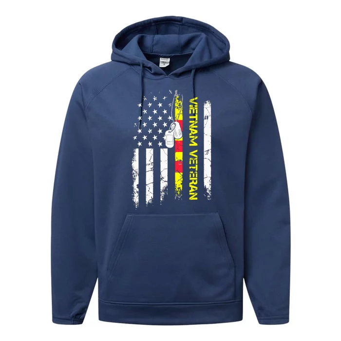 US Army Vietnam Veteran USA Flag Shirt, Veteran Vietnam Army Performance Fleece Hoodie