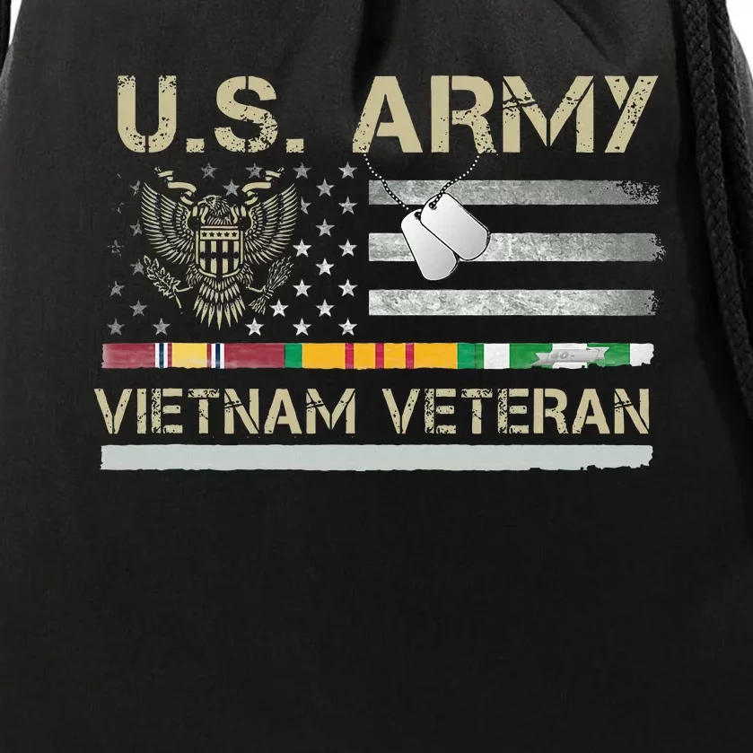 US Army Vietnam Veteran USA Flag  Veteran Vietnam Army Drawstring Bag