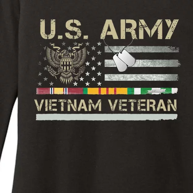 US Army Vietnam Veteran USA Flag  Veteran Vietnam Army Womens CVC Long Sleeve Shirt