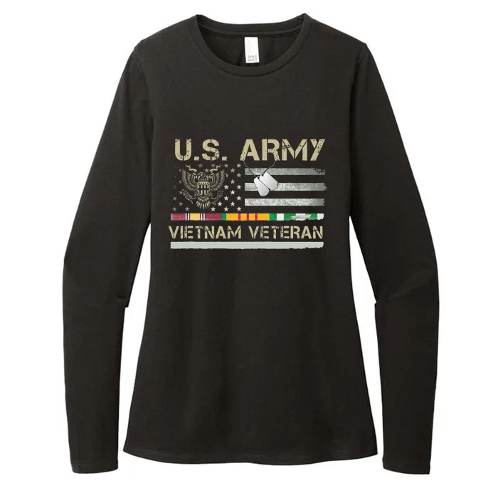 US Army Vietnam Veteran USA Flag  Veteran Vietnam Army Womens CVC Long Sleeve Shirt