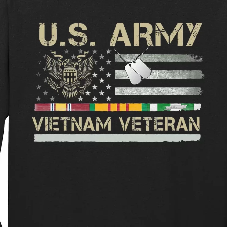 US Army Vietnam Veteran USA Flag  Veteran Vietnam Army Tall Long Sleeve T-Shirt