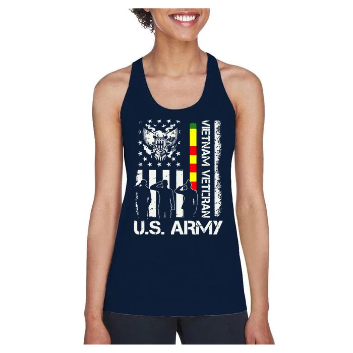 US Army Vietnam Veteran USA Flag | Veteran Vietnam Army Women's Racerback Tank