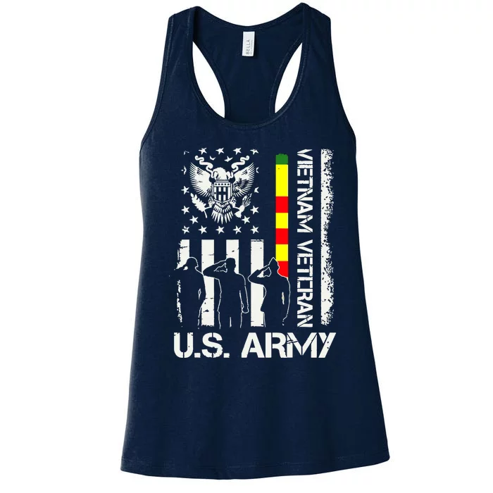 US Army Vietnam Veteran USA Flag | Veteran Vietnam Army Women's Racerback Tank