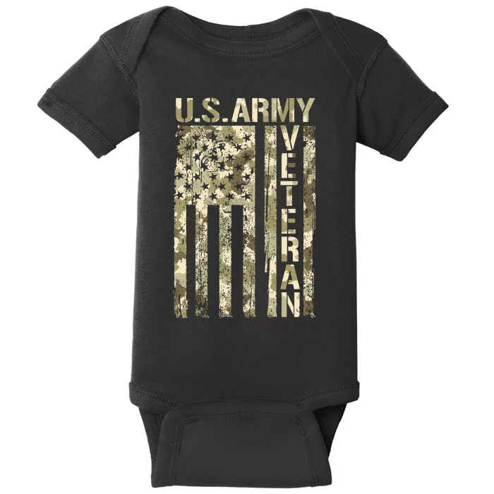 U.S. Army Veteran Camo U.S. Flag Army Veterans Baby Bodysuit