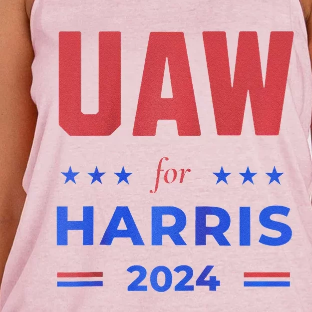 United Auto Workers For Harris 2024 Uaw Red Strike Kamala Raglan Women's Knotted Racerback Tank