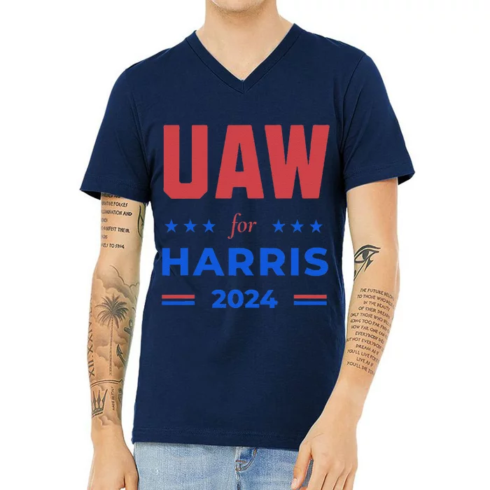 United Auto Workers For Harris 2024 Uaw Red Strike Kamala V-Neck T-Shirt