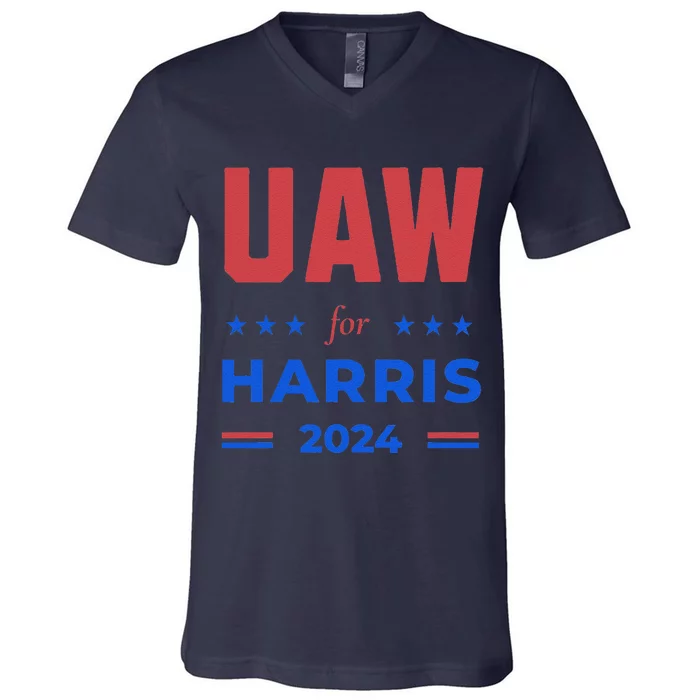 United Auto Workers For Harris 2024 Uaw Red Strike Kamala V-Neck T-Shirt