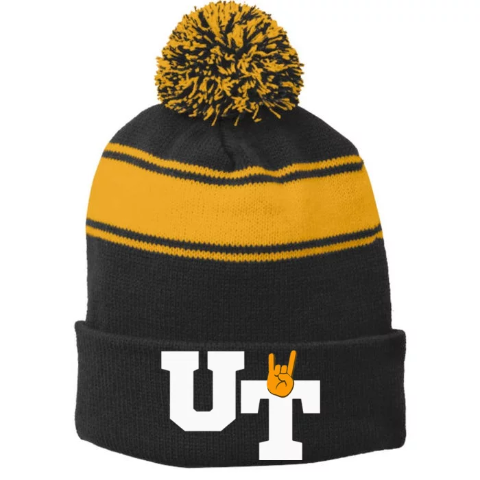 UT Austin Workout Gear Stripe Pom Pom Beanie