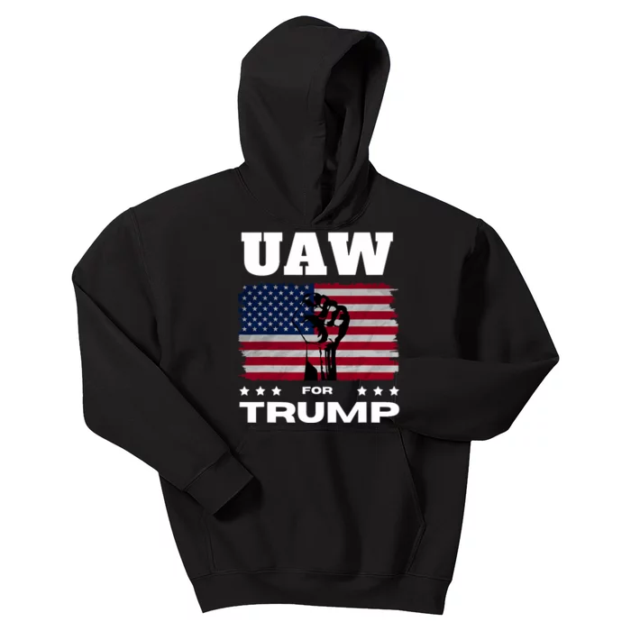 United Auto Workers For Donald Trump Uaw 2024 Election Kids Hoodie