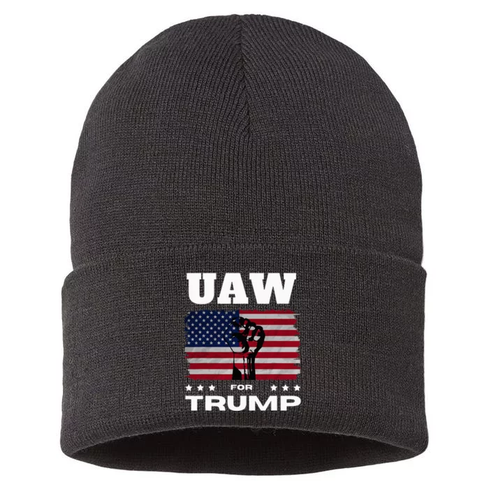 United Auto Workers For Donald Trump Uaw 2024 Election Sustainable Knit Beanie