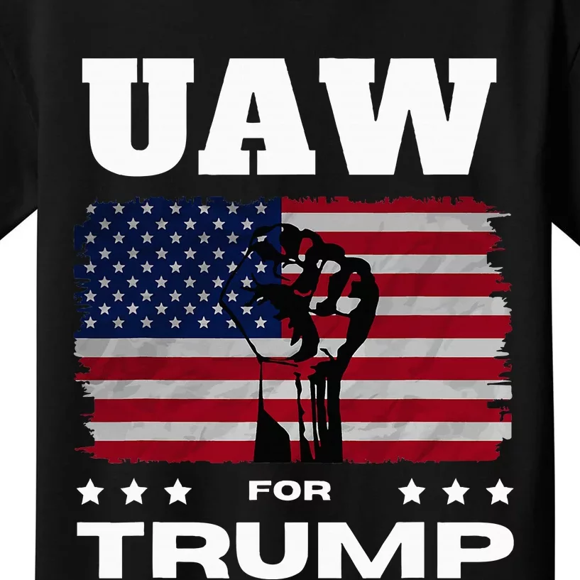 United Auto Workers For Donald Trump Uaw 2024 Election Kids T-Shirt