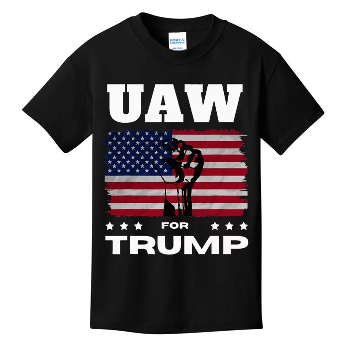 United Auto Workers For Donald Trump Uaw 2024 Election Kids T-Shirt