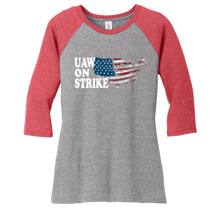 United Auto Workers Support | UAW On Strike Protest Women's Tri-Blend 3/4-Sleeve Raglan Shirt