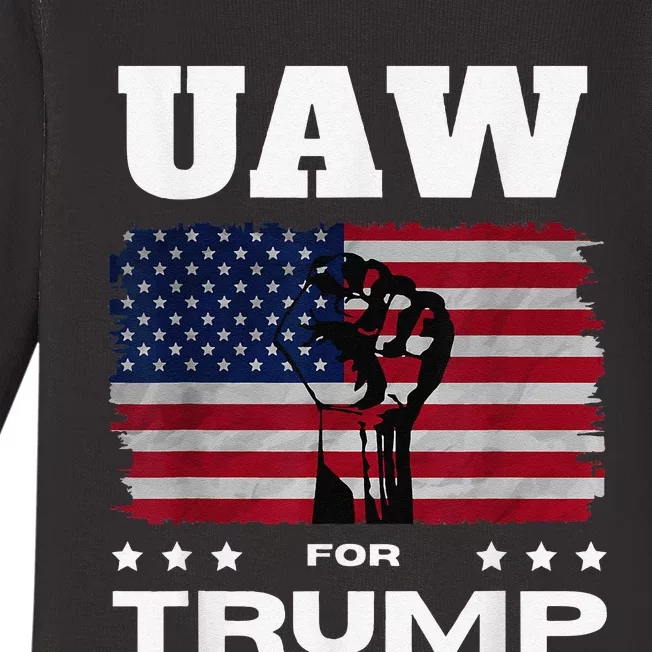 United Auto Workers For Donald Trump Uaw 2024 Election Baby Long Sleeve Bodysuit