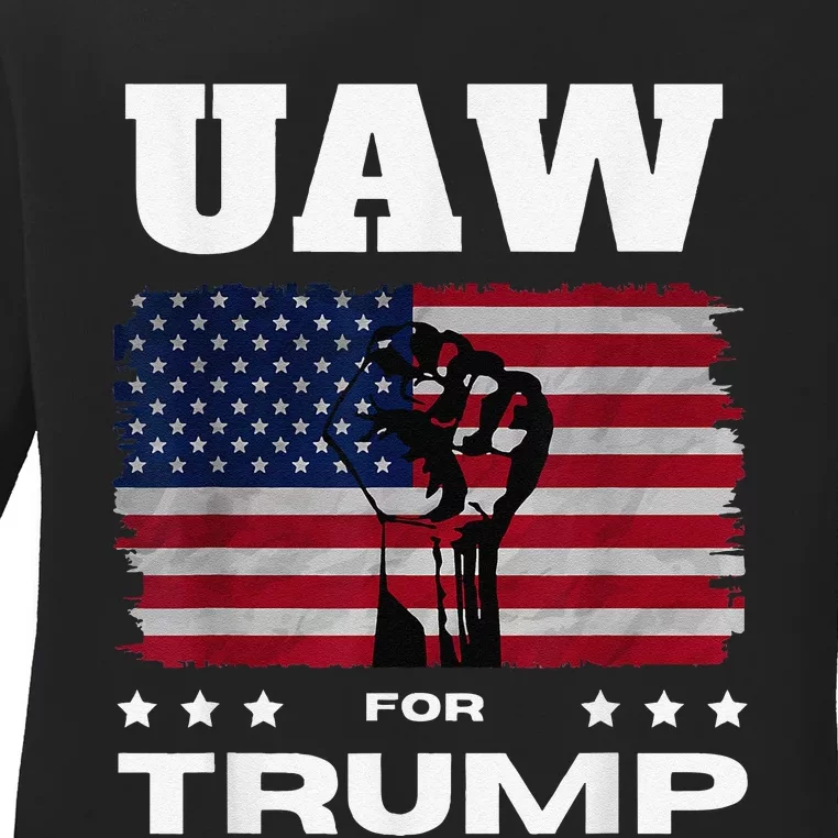 United Auto Workers For Donald Trump Uaw 2024 Election Ladies Long Sleeve Shirt