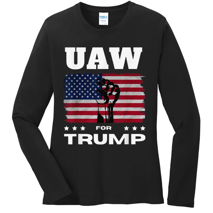 United Auto Workers For Donald Trump Uaw 2024 Election Ladies Long Sleeve Shirt